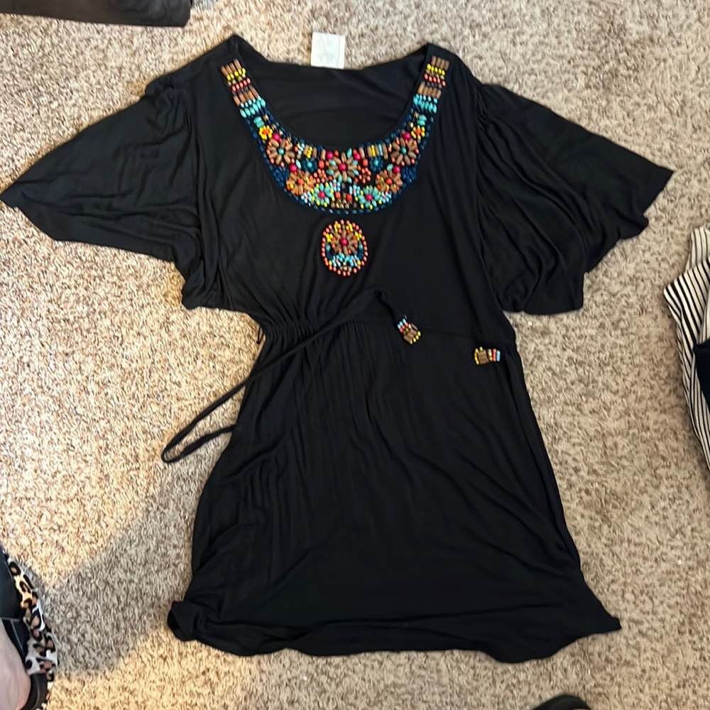 Beautiful soft beaded dress/coverup Anthropologie